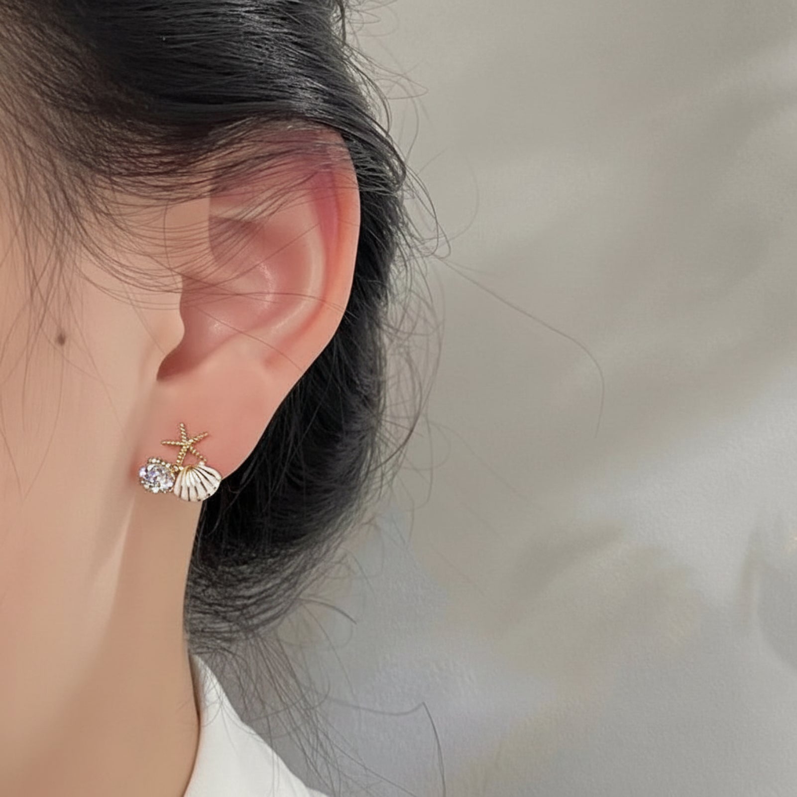 Boucles d’Oreilles Océan – Étoile de Mer & Coquillage