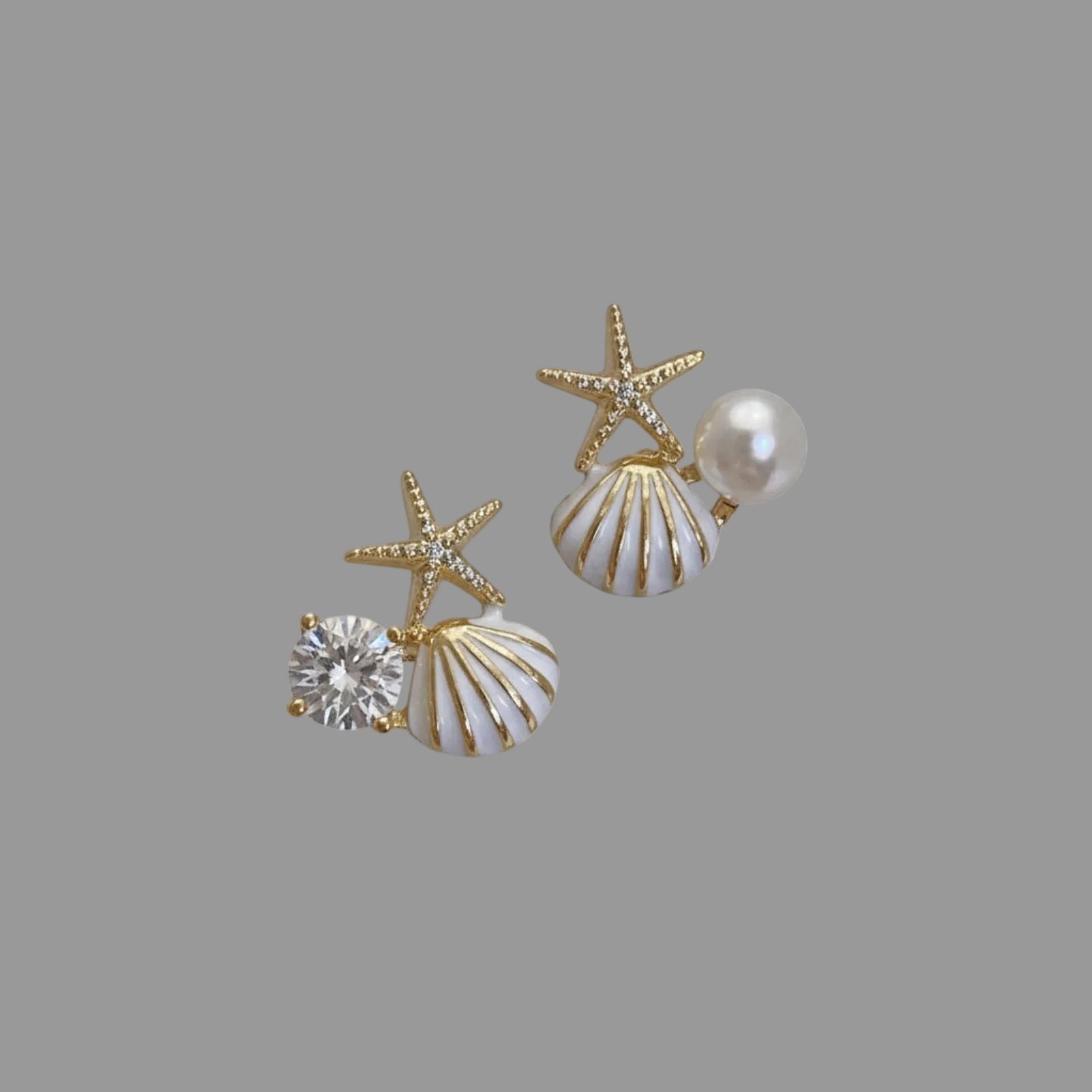 Boucles d’Oreilles Océan – Étoile de Mer & Coquillage